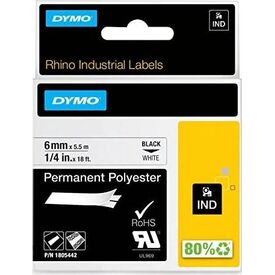DYMO Industrial Polyester 6mm x 5.5m Black on White