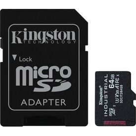 Kingston Industrial 64GB microSDXC UHS-I U3 V30 A1 Card with SD Adapter