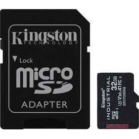 Kingston Industrial 32GB microSDHC UHS-I U3 V30 A1 pSLC Memory Card with SD Adapter