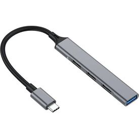Equip 128961 USB-C 4-Port USB-A Hub Silver Aluminium
