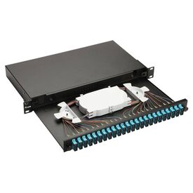 Equip 24-Port Fiber Optic Splice Box, LC Duplex, OM3, 1U, Equipped, Black (337212)