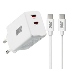 EFB G452CE 45W GaN Dual USB-C Charger with 2 m Cable White