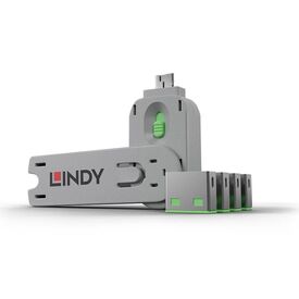 Lindy 40451 USB-A Port Blocker Kit Green 1 Key 4 Locks