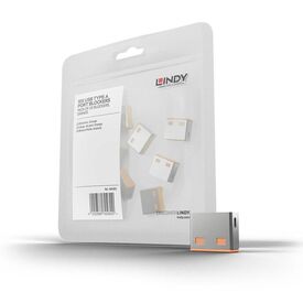 Lindy 40463 USB-A Port Blocker Pack Orange 10 Locks