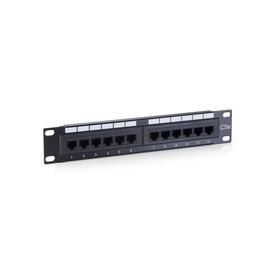 equip 208015 12-Port Cat.5e Patch Panel 10in 1U Black