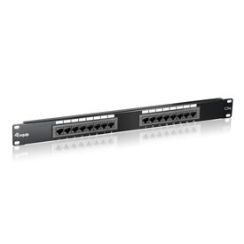 equip 235316 16-Port Cat.5e Patch Panel 19in 1U Black