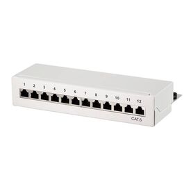 LogiLink NP0017A Cat.6 Shielded 12-Port Panel Light Grey