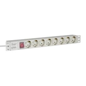 EFB 19" 1U Rack Power Strip 8x Schuko, Switch, Grey