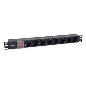 Equip Pro 19" 1U PDU 8x Schuko, C14 Input