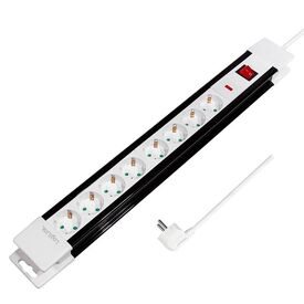 LogiLink LPS207 8-Way Power Strip, Surge Protection, 3m