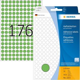 HERMA 2215 Colour Dots Ø 8 mm Green 5632 Pack