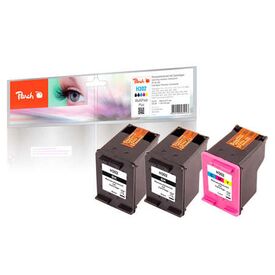 Peach PI300-658 HP 302 two black and one tri-colour ink cartridges