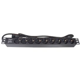 Good Connections 19" PDU, C14 to 9 × Schuko, 1U, Black