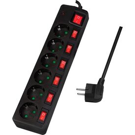 LogiLink LPS233 6-Way Individually Switched Strip Black