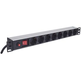Intellinet 19" 1U PDU, 8 × Schuko, Switch, 3 m