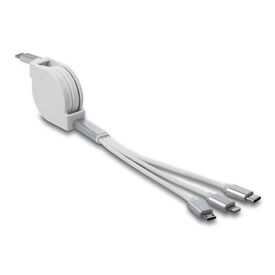 Delock 3-in-1 Retractable USB-C Charging Cable, White