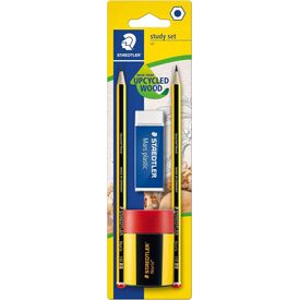 STAEDTLER Noris 120 Study Set, 2 HB Graphite Pencils, Mars Plastic Eraser & Tub Sharpener