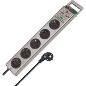 Brennenstuhl 1153340315 Silver Super-Solid Five-Socket Surge-Protected Power Strip 2.5m