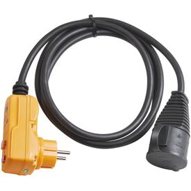 Brennenstuhl 1160370 Black 2m RCD Protective Extension Cable with Yellow Safety Plug IP44