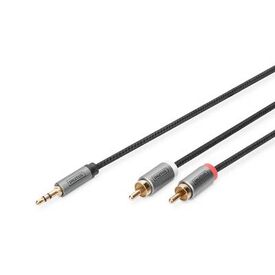 DIGITUS DB-510330-010-S 1m 3.5mm to Dual RCA Audio Cable, Black
