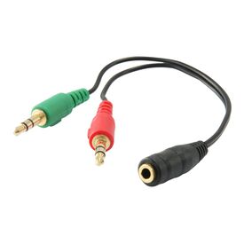 Equip 147942 13cm Headset Adapter, 3.5mm Female to Dual Male, Black