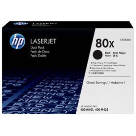 HP 80X Black High-Yield Toner Dual Pack
