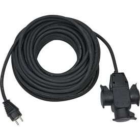 Brennenstuhl 1167820301 Black 25m Construction-Site Extension Cable with Triple Rubber Coupling IP44
