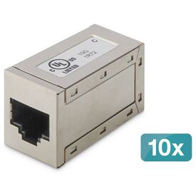 DIGITUS AT-AG-8-8-C6S-10 Cat6 Shielded RJ45 Couplers, Silver, 10-Pack