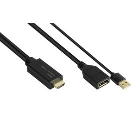 Good Connections HDMI-AD22 HDMI to DisplayPort Adapter Black USB Powered