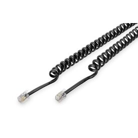 Assmann Coiled Handset Cord RJ10 4P4C, 2 m, Black