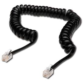 Assmann Coiled Handset Cord RJ10 4P4C, 4 m, Black
