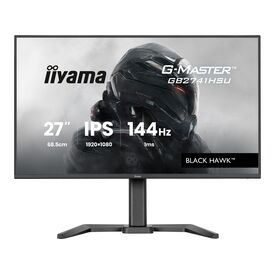 Μαύρη οθόνηiiyama G-Master GB2741HSU-B1 IPS27 144Hz, εμπρός και πλάγια όψη με ρυθμιζόμενη βάση