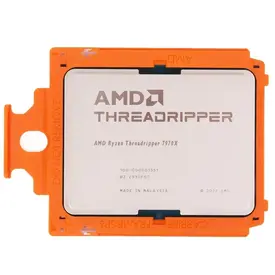 AMD Ryzen Threadripper 7970X tray processor in orange carrier, exact model and 100-000001351 markings