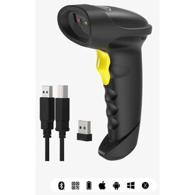 Inateck BCST-50 black wireless 2D barcode scanner with USB cable and receiver