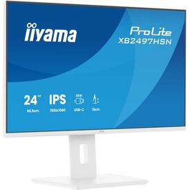 White iiyama ProLite XB2497HSN-W1 IPS USB-C monitor with adjustable desktop stand