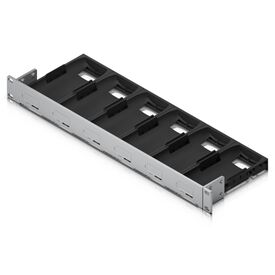 Ubiquiti AI Port Rack Mount, empty six-slot tray, angled view