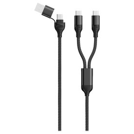 2GO 797367 black DUO cable with a USB-A adapter and two USB-C tips