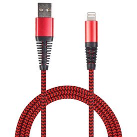 2GO 795946 red USB-A to Lightning cable with red/black nylon braid and red metal connector housings