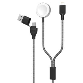 2GO 797385 grey braided cable with Lightning connector and Apple Watch charging pad