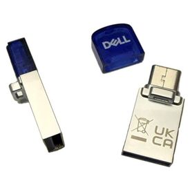 Dell AD564595 128GB USB-A and USB-C Combo Flash Drive Blue and Silver