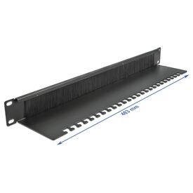 Delock 66484 Black 19-inch 1U Brush Strip with Rear Cable Support Plate