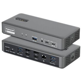 StarTech.com 194UE-USBC-SMARTDOCK Space Gray Dual Monitor USB-C Dock Front and Rear Views
