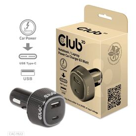 Club 3D CAC-1922 Black 63W USB-C and USB-A Car Charger