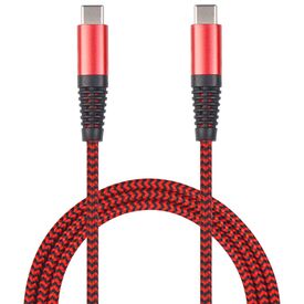2GO 797195 red USB-C cable with red and black nylon braid and red metal housings