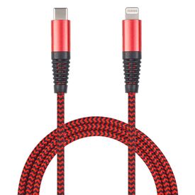 2GO 797197 red USB-C to Lightning cable with red/black braid and red connector housings