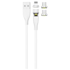 2GO 797317 white USB-A cable with magnetic head and three detachable tips