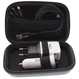 2GO 797206 set in open zip case with included chargers and cable (distributor image)