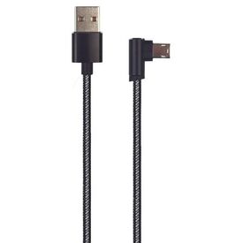 2GO 797005 Deluxe black braided cable with USB-A and right-angle Micro-USB plugs