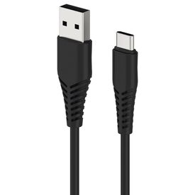 2GO 797281 black USB-A to USB-C cable with reinforced strain relief at both connectors
