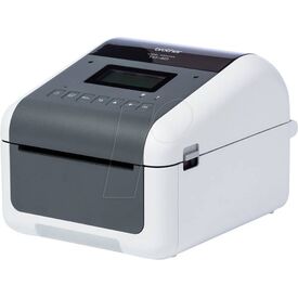 Brother TD-4455DNWB label printer, angled front/right view with LCD; optional cutter and peeler not fitted. Distributor image.